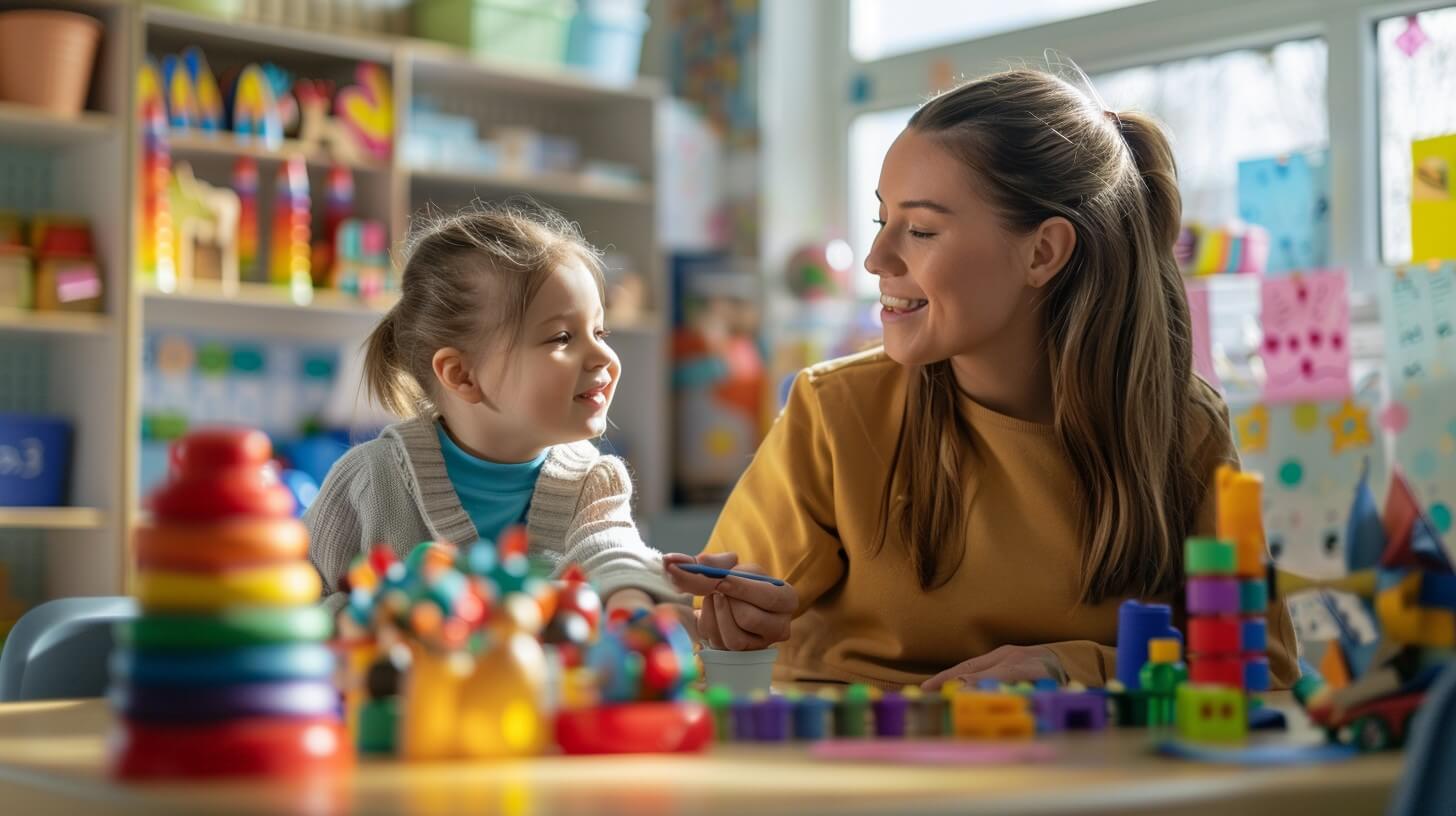 Woman and Child playing with Sensory Toys