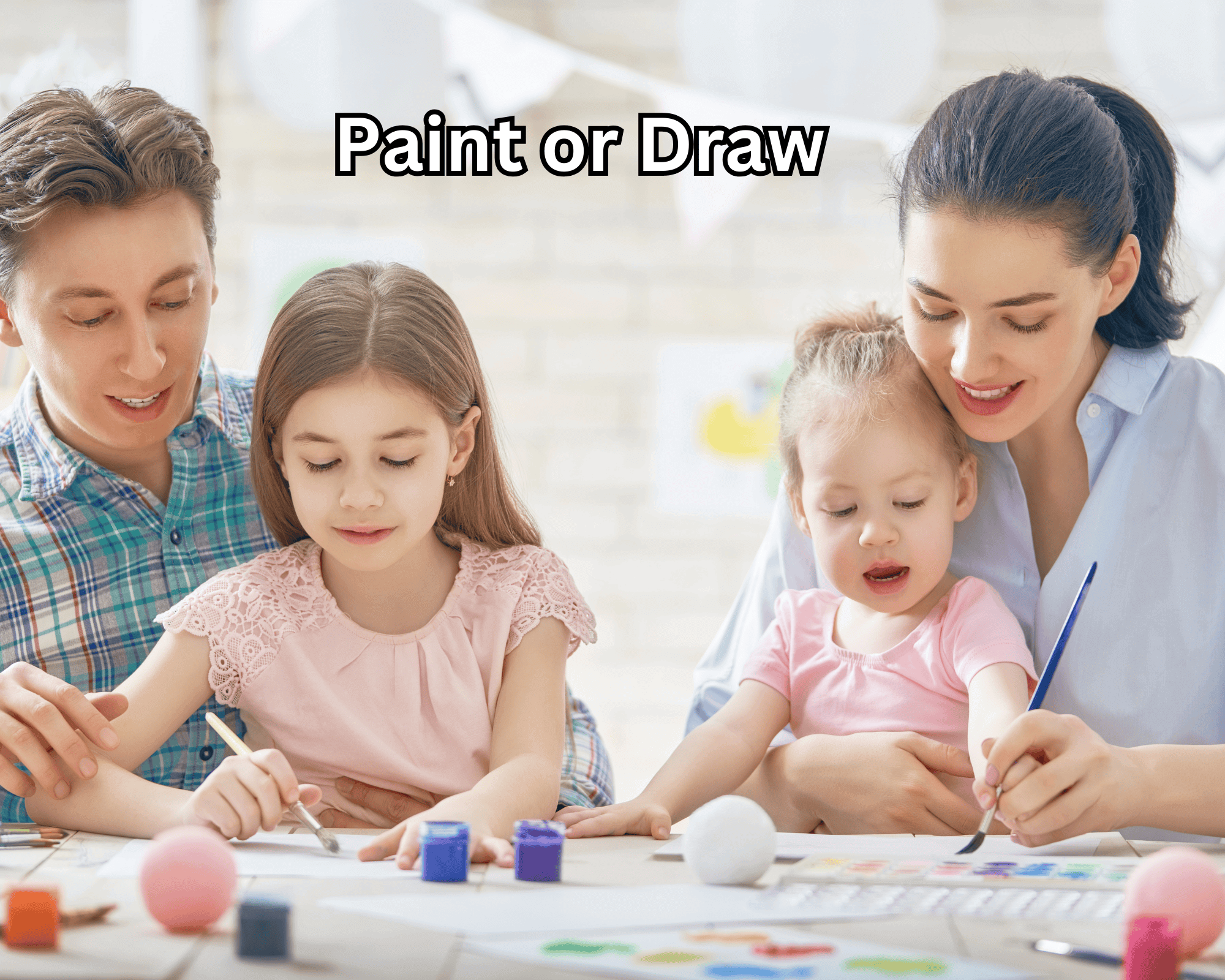 Family painting and drawing. 