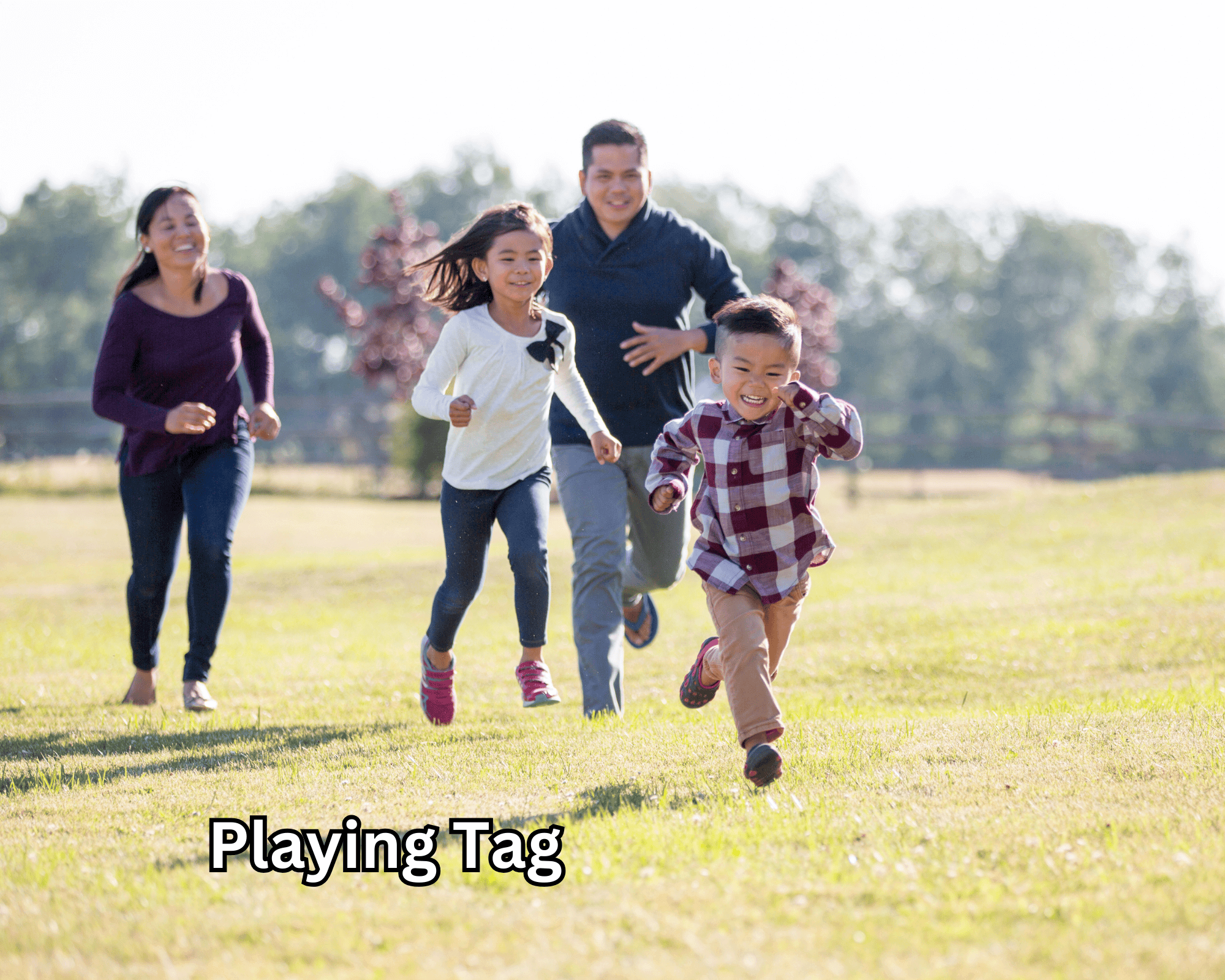 Family playing tag.