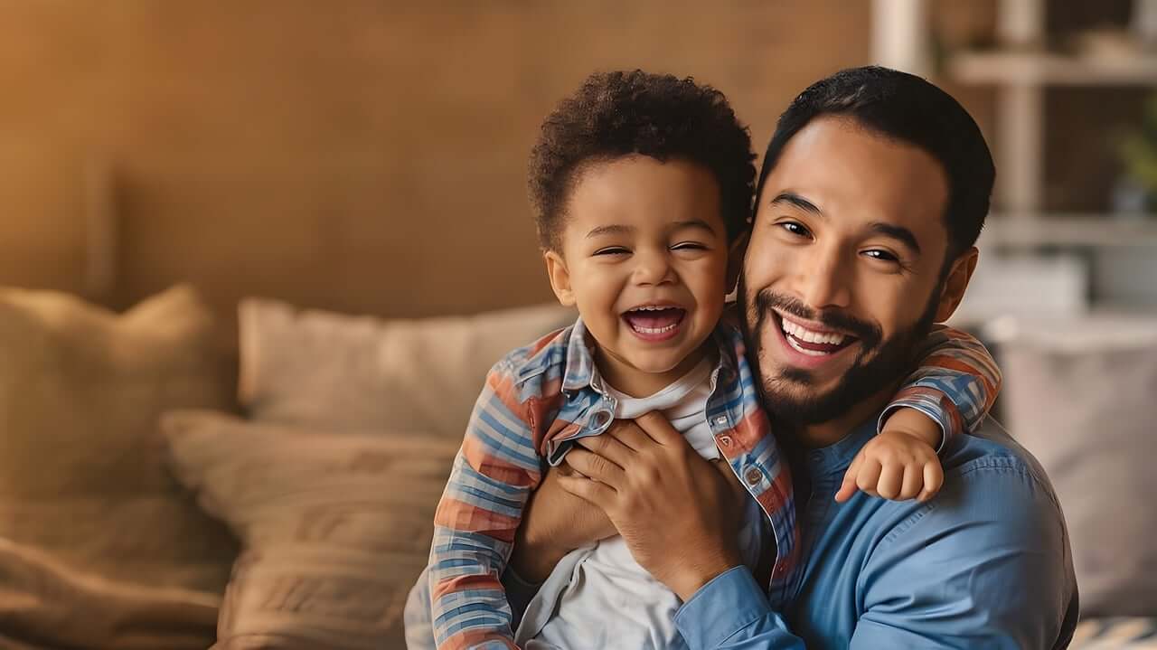 Father and Son Laughing