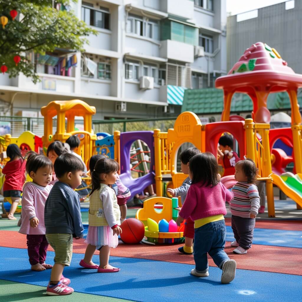 Childre Playing in a Playground Setting