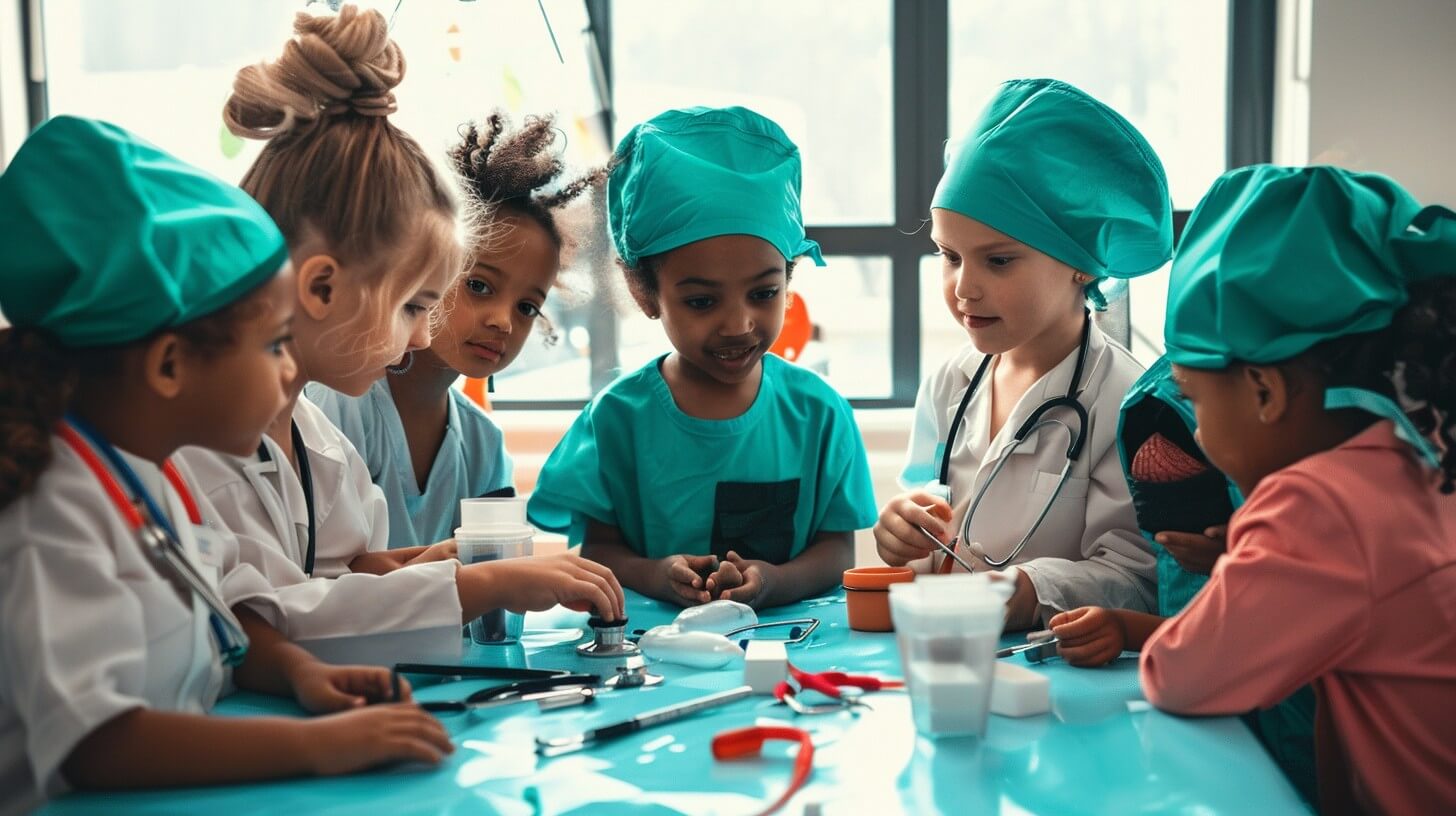 group of kids playing doctor