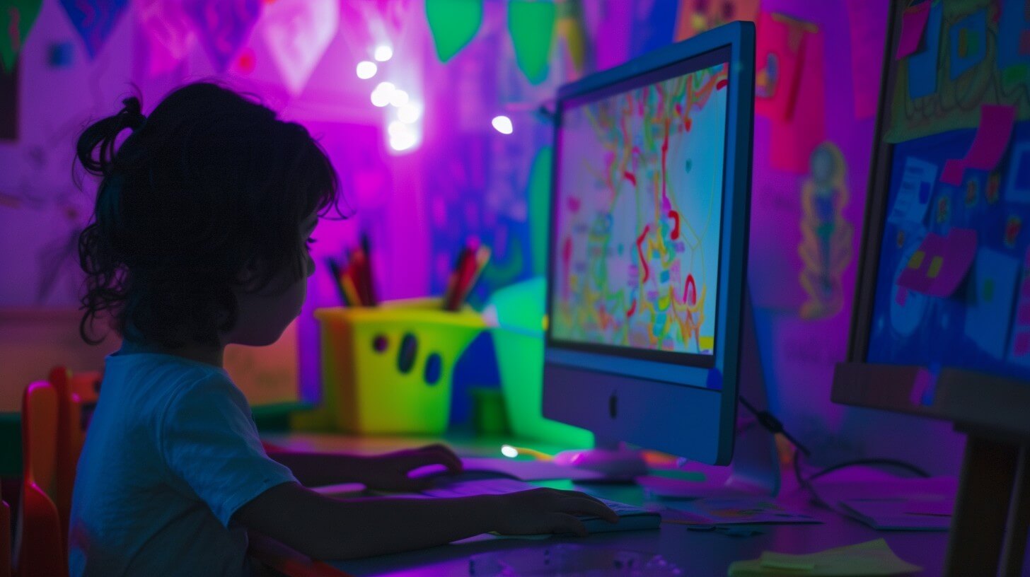 Young Girl On Computer During her Screen Time