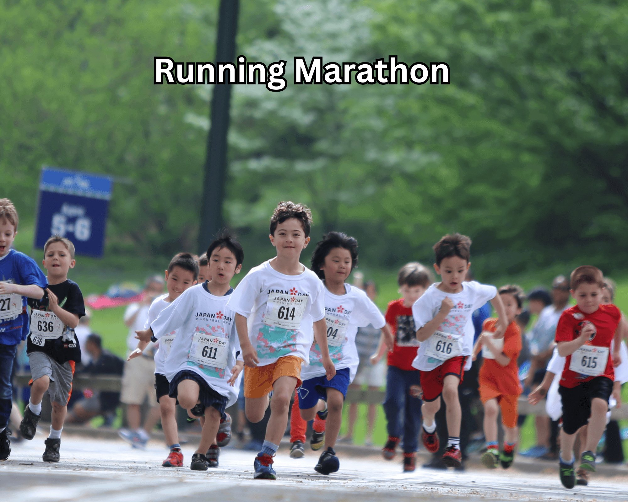 Children running a marathon.